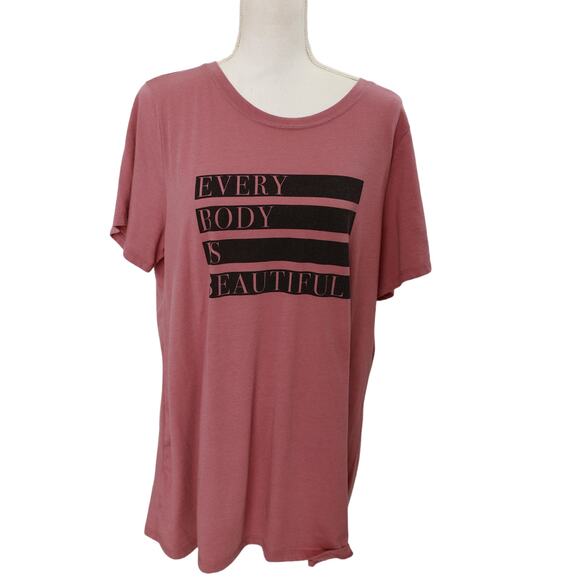 Torrid everyday tshirt Every Body Is Beautiful pink size 2X - Picture 1 of 5